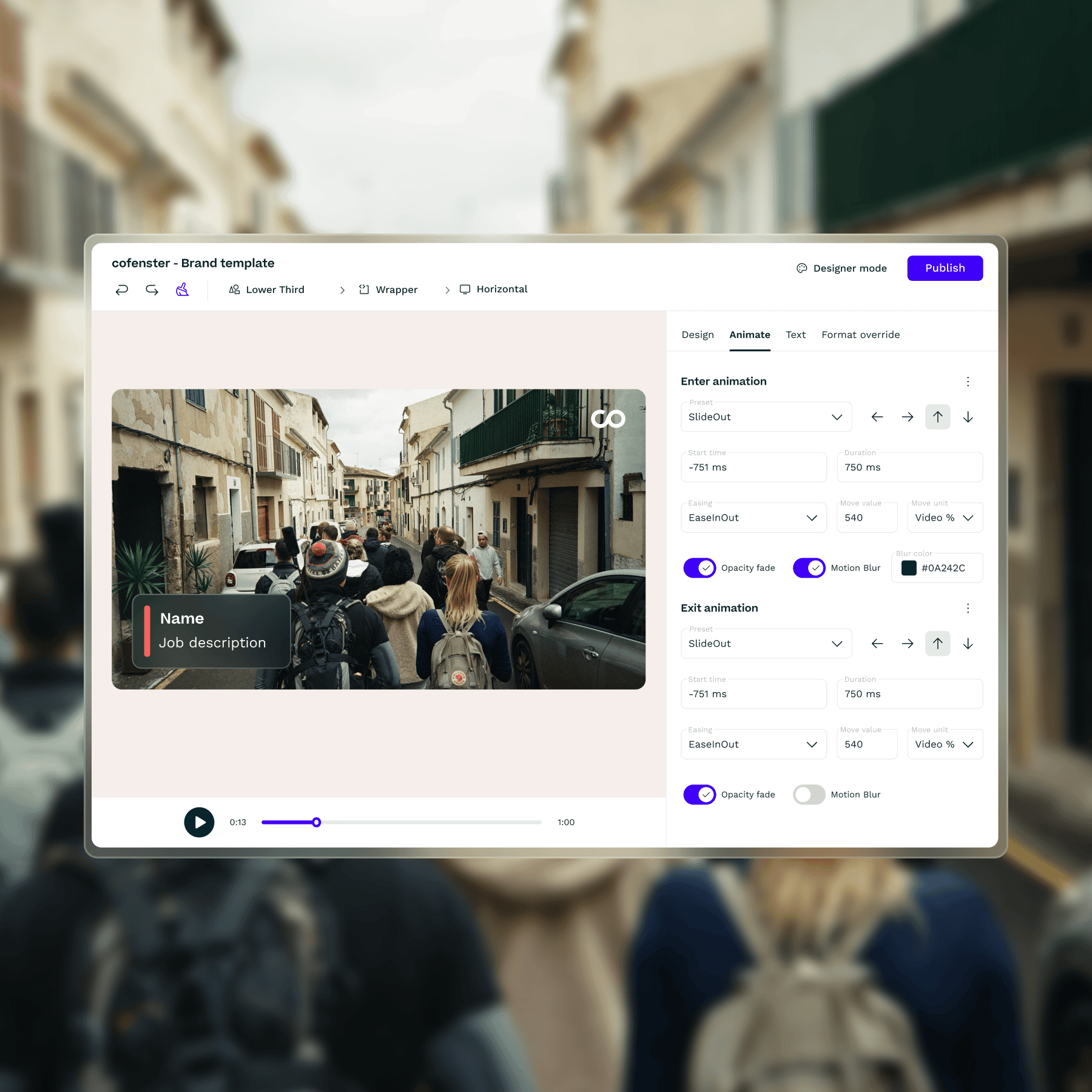Template editor interface