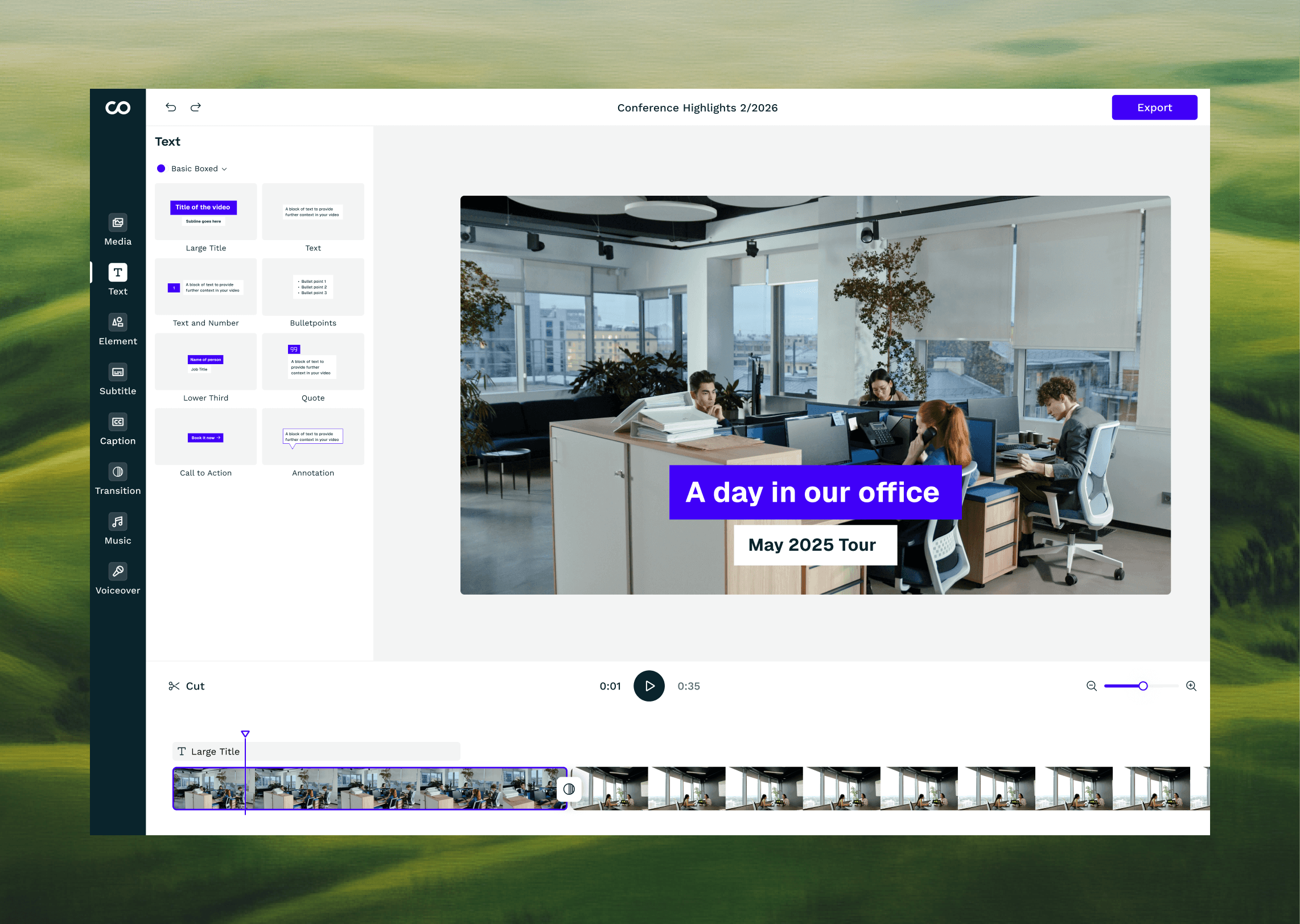 Video editor timeline concept frame