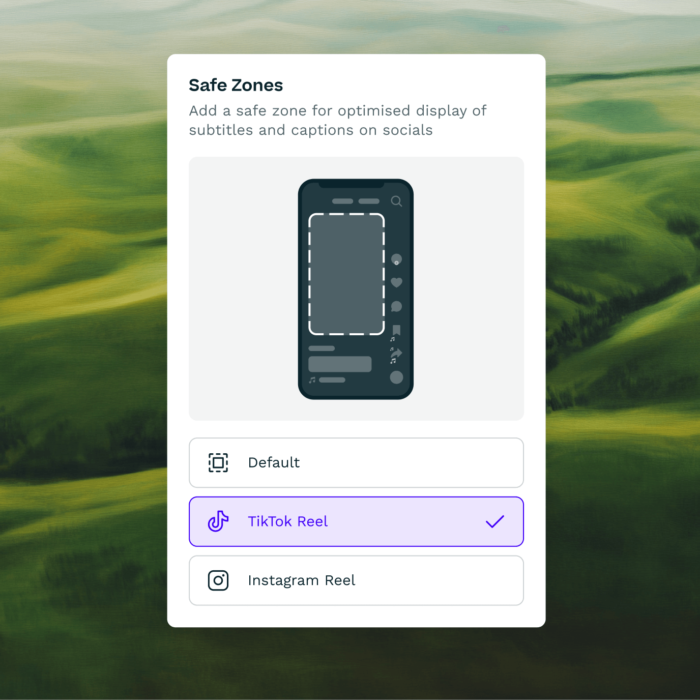 Video editor safe zones settings